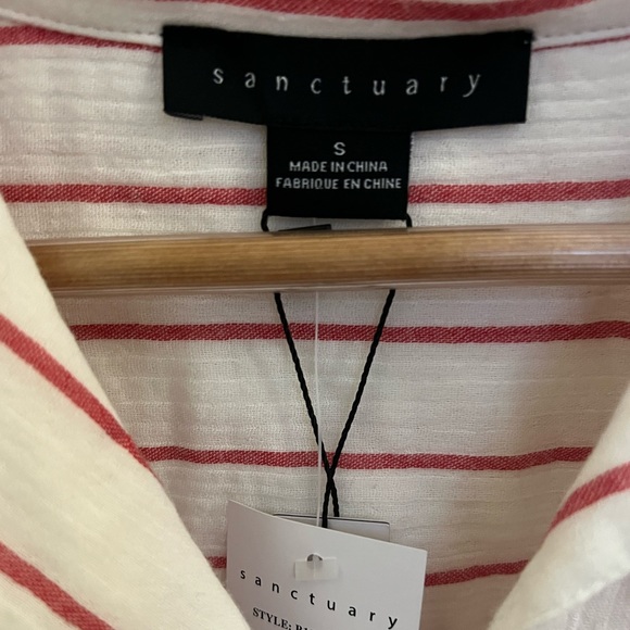 NWT ANTHRO sanctuary red striped tie front top small - Picture 4 of 7